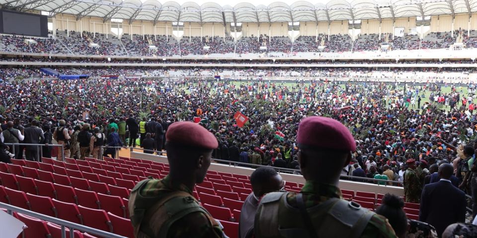 Police lob teargas to disperse large crowds at Kasarani Stadium