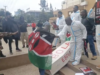 Activists protest against US-Kenya Ebola facility deal outside Afya House